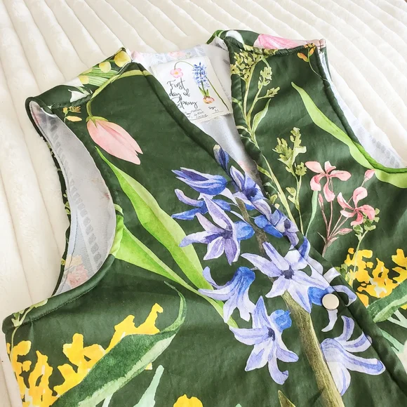 Floral Green Vest Wool And Cotton - Picture 4 of 9